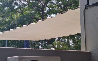 Slideshade ® Pergola Awning - White Material installed at a School